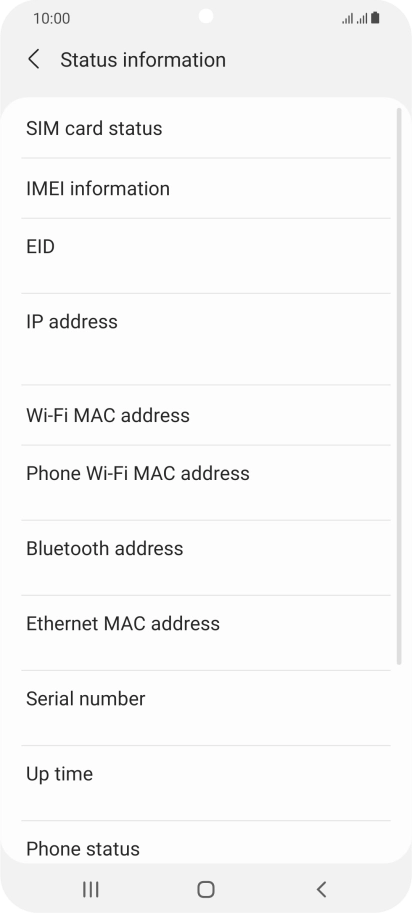 Your phone's EID number is displayed below EID.
