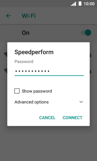 Key in the password for the Wi-Fi network and press CONNECT.