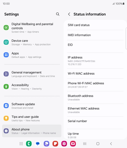 Your phone's EID number is displayed below EID.