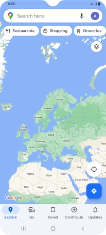 Press the search field and key in the required destination.