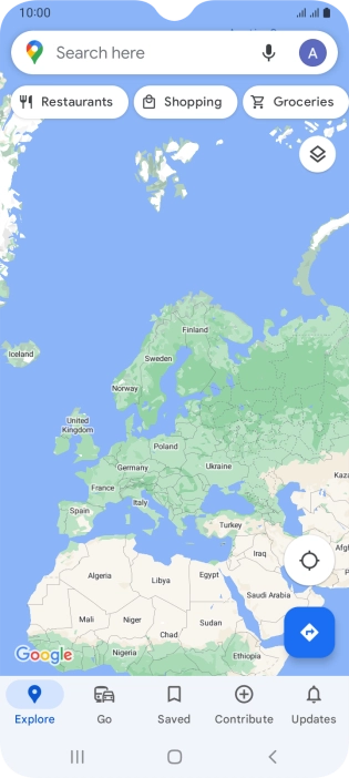 Press the search field and key in the required destination.