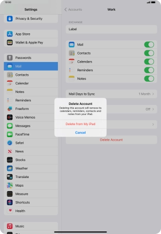 Press Delete from My iPad.