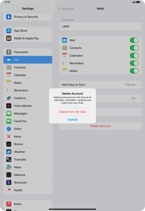 Press Delete from My iPad.