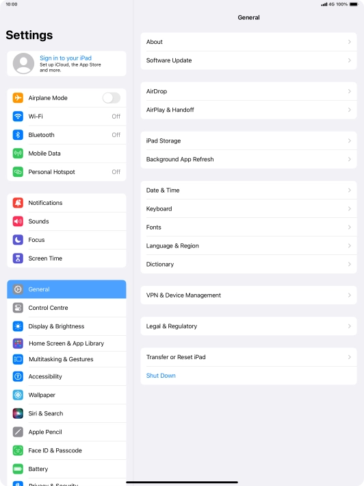 Press Sign in to your iPad. Press Sign in to your iPad.