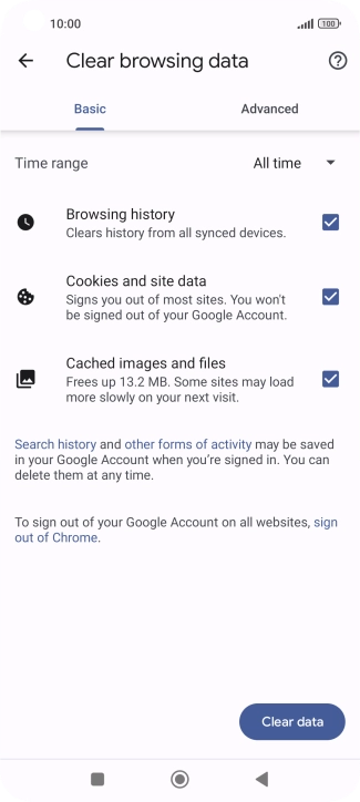 Press the fields next to the required data types.