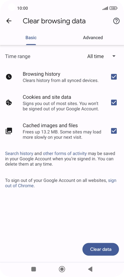 Press the fields next to the required data types.