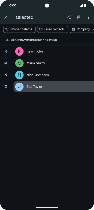 Press the required contact.