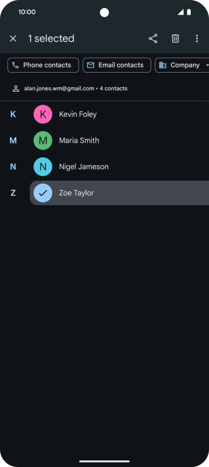 Press the required contact.