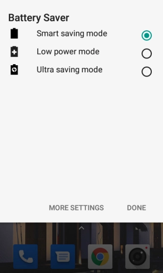 Press the required setting.