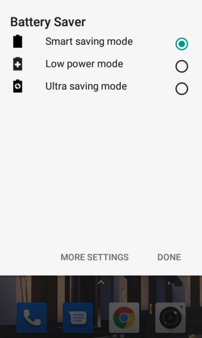 Press the required setting.