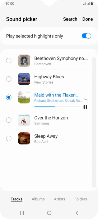 Once you've found a ring tone you like, press Done.
