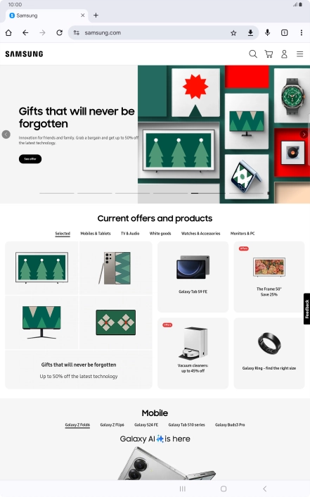 Press the menu icon.