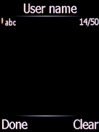 Key in the username for your email account and press the Left selection key. Key in the username for your email account and press the Left selection key.