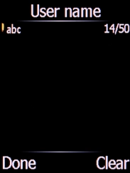Key in the username for your email account and press the Left selection key. Key in the username for your email account and press the Left selection key.