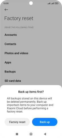 Press Factory reset.