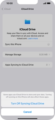 If you turn off the function, press Turn Off Syncing iCloud Drive.