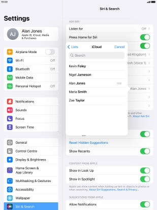 Press the required contact.
