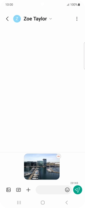 Press the text input field and write the text for your picture message.