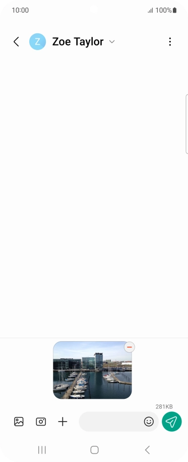 Press the text input field and write the text for your picture message.