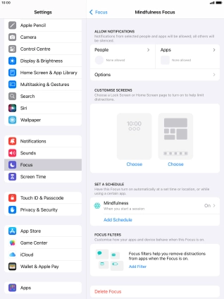 Press People and follow the instructions on the screen to select which contacts you would like to receive calls and notifications from when the selected focus mode is active. Press People and follow the instructions on the screen to select which contacts you would like to receive calls and notifications from when the selected focus mode is active.
