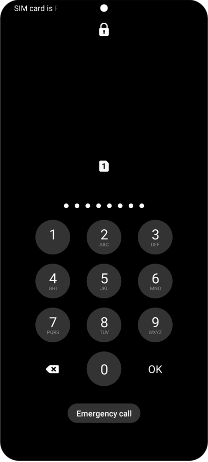 Key in the PUK and press OK.