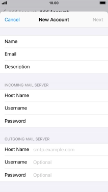 Press Host Name and key in the name of your email provider's outgoing server.