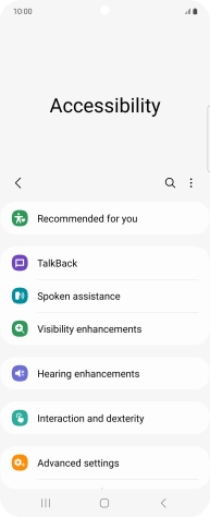 Press TalkBack and follow the instructions on the screen to select the required settings.