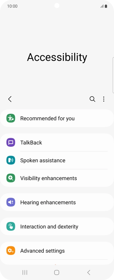 Press TalkBack and follow the instructions on the screen to select the required settings.