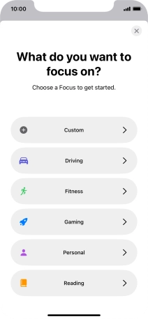 Press the required focus mode and follow the instructions on the screen to add the selected focus mode.