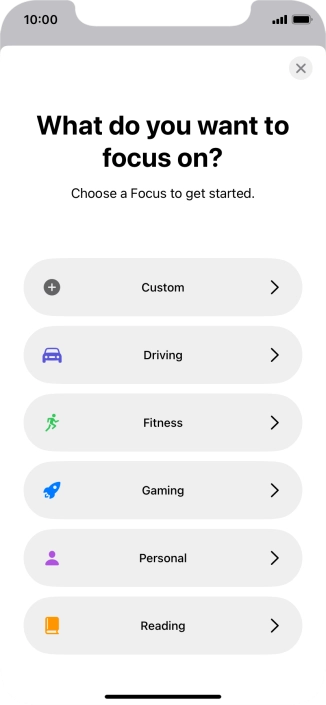 Press the required focus mode and follow the instructions on the screen to add the selected focus mode.