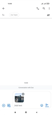 Press the text input field and write the text for your picture message.
