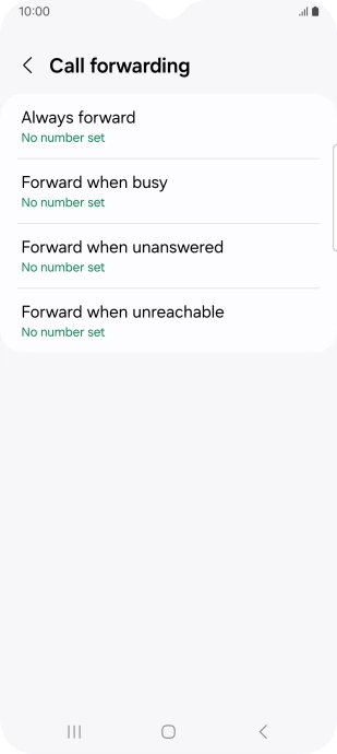 Press the required divert type.