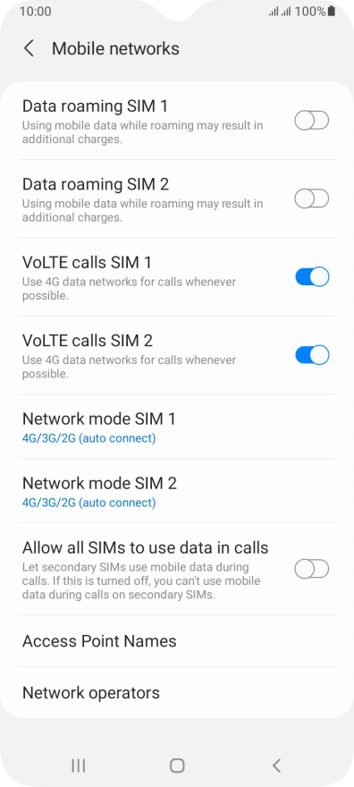 Press Network mode ‹SIM›.