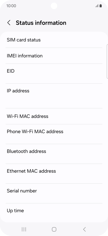 Your phone's EID number is displayed below EID.