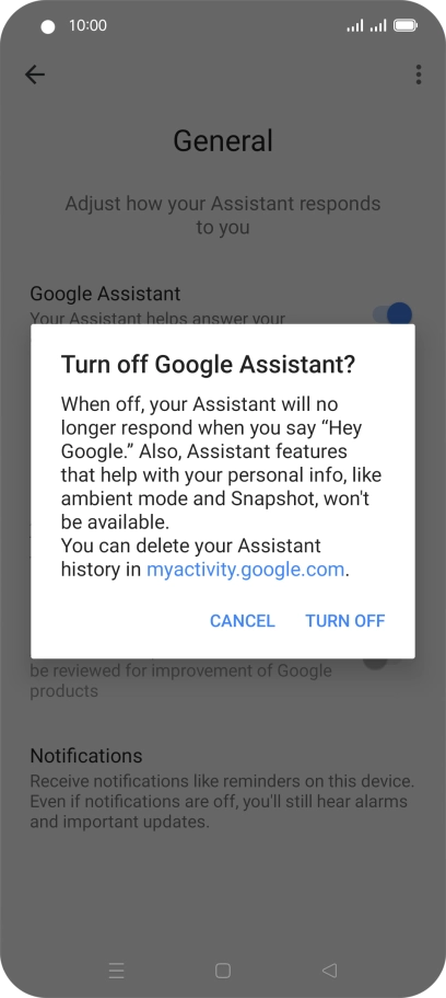 If you turn off the function, press TURN OFF.