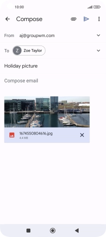 Press the text input field and write the text for your email message.