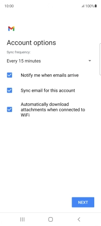 If this screen is displayed, you email account has been recognised and set up automatically. Follow the instructions on the screen to key in more information and finish setting up your phone.