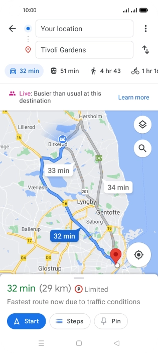 Press the required mode of transportation.