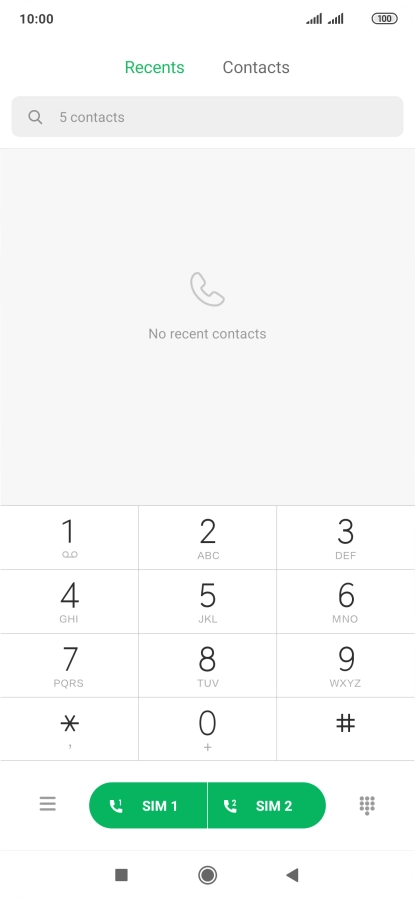 Press the keypad icon.