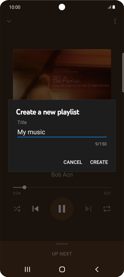 Key in a name for the playlist and press CREATE.