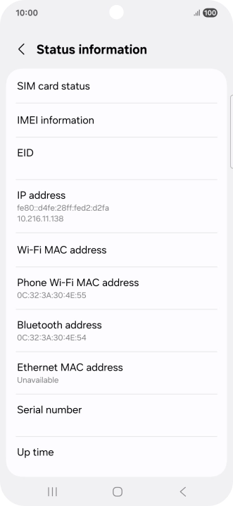Your phone's EID number is displayed below EID.
