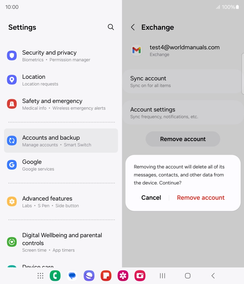 Press Remove account.
