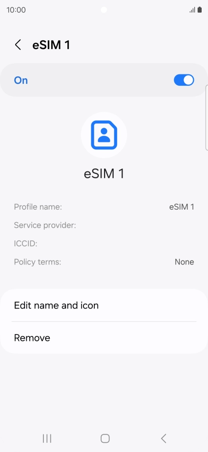 Press Remove and follow the instructions on the screen to delete your eSIM. Press Remove and follow the instructions on the screen to delete your eSIM.