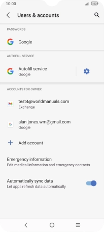 Press the required email account.