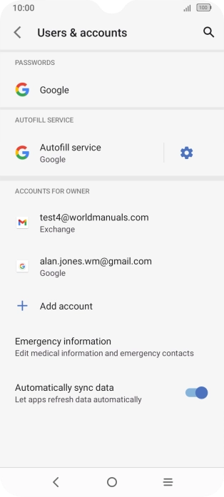 Press the required email account.