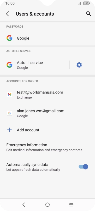 Press the required email account.