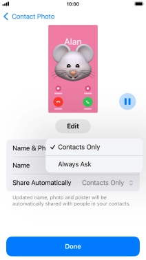 Press the required setting. Press the required setting.