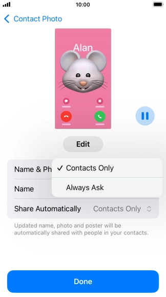 Press the required setting. Press the required setting.