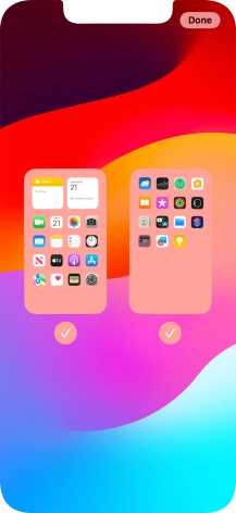 Press the fields below the required home screens to select or deselect them.