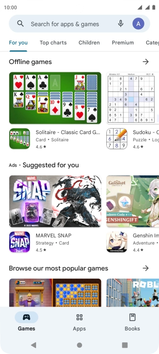 Press the search field.